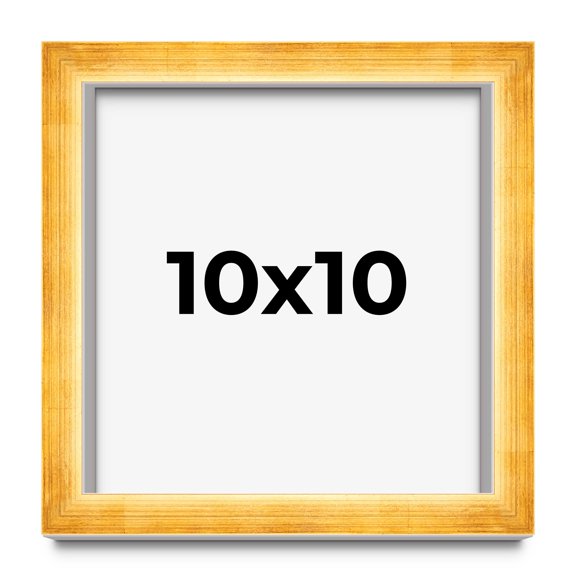 10x10 Shadow Box Frame Gold | 1.625 Inches Deep Real Wood Traditional Shadowbox Display Frame | UV