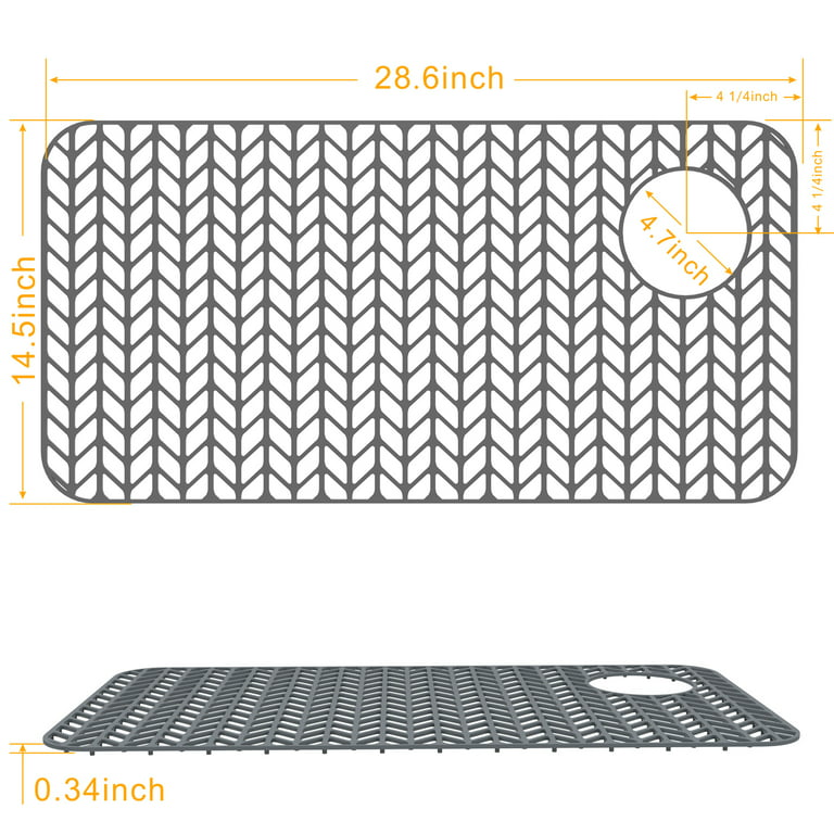Silicone Sink Protectors for Kitchen Sink, GUUKIN 26''x 14'' Sink Mat Grid  for Bottom of Farmhouse Stainless Steel Porcelain Sink with Center Drain