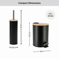 thumbnail image 5 of Black Bathroom Set with Bamboo Lid - Matte Metal Trash Can and Toilet Brush, 5 of 8