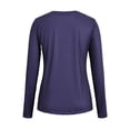 thumbnail image 3 of Gvmfive Women's Juniors Printed Long Sleeve Blouse V-Neck Buttons Casual Pullover Tops, 3 of 5