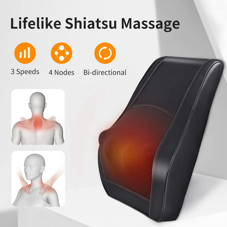 Boriwat Back Massager with Heat, Shiatsu Neck and Back Massager Pillow for  Pain Relief, Massagers for Neck and Back, Shoulder, Fathers Day Gifts for  Dad, Stress Relax at Home Office and Car 