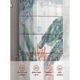 thumbnail image 6 of Summer Ocean Turtle Sheer Curtains 108 Inch Long 2 Panels, Nautical Colorful Sea Fish Octopus Coral Wood Grain Light Filtering Rod Pocket Curtains, Sheer Voile Drapes for Living Room, 52"x108", 6 of 8