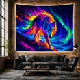 thumbnail image 4 of Neon Wolf Walking on Mountain Ridge Under Cosmic Aurora, Adventurous Fantasy for Wolf Lovers, Wildlife Wall Art, Housewarming Gift, Tapestry Wall Hanging for Bedroom and Dorm, 4 of 5
