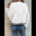 thumbnail image 4 of Chaquetas de Larga para Mujer, Tops, Chaqueta con Cremallera y Ribete de Rayas S, 4 of 9