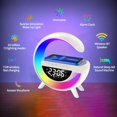 thumbnail image 6 of 1pc Rhythm RGB IC Light, Smart Ambient Lighting With Speaker Wireless Charger Alarm Clock White Noise Music Sync Dream Color Changing Dimmable Table Desk Bedside Night Light, Mood Atmoshphere Lamp, 6 of 11