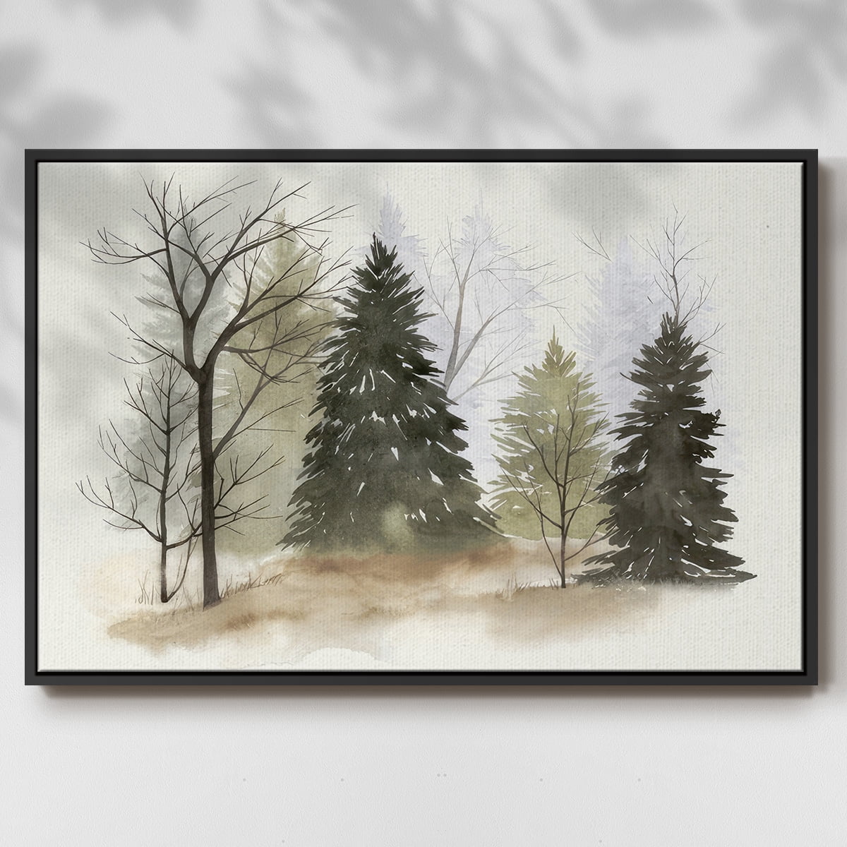 In the Mist II - Framed Gallery Wrapped Holiday Canvas - 17 x 25 - Black Frame