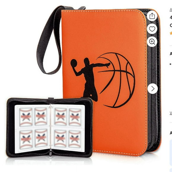 HLONK Basketball Card Binder 4Pocket Zipper Sports card binder 400 Double Sided Pocket Waterproof Album Basketball Cards Display Holder Expandable for Gaming Cards Yugioh MTG and o