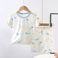thumbnail image 2 of Cathalem Boys Girls Pajama Set Toddler Kids Viscose from Bamboo Pajamas Short Sleeve Pjs Snug Sleepwear Light Blue 7-8 Years, 2 of 3