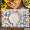 thumbnail image 4 of Watercolor Flowers Placemats Set of 6, Spring Floral Daisy Botanical Rustic Placemats for Dining Table, Place Mats for Kitchen Tabletop, Waterproof Wipeable Dining Table Mats Set, 4 of 9