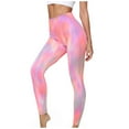 thumbnail image 2 of lcziwo Women's Yoga Pants Seamless Hight Waist Butt Lifting Tummy Control Workout Leggings Fashion Tie Dye Print Running Legging Pants Hot Pink M, Sales for Today, 2 of 3