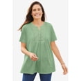 thumbnail image 5 of Woman Within Plus Size Eyelet Henley Tee, 5 of 6