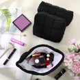 thumbnail image 4 of Bolsa de cosméticos Huhumy Puffy acolchada negra, 3 unidades, para mujer, 4 of 6