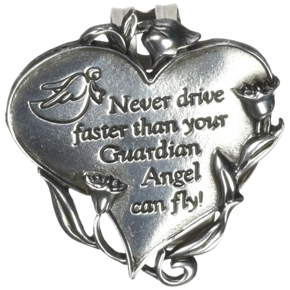 Cathedral Art Heart Visor Clip – “Never Drive Faster” Guardian Angel, 2-3/4-Inch Car Accessory