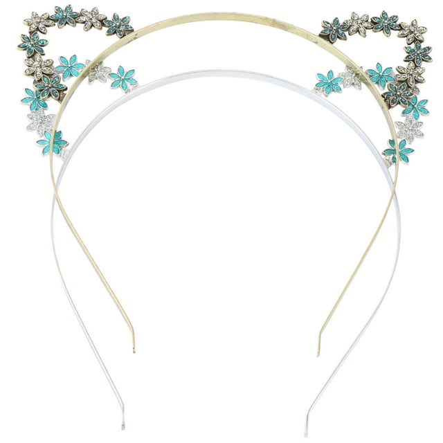 2 diademas de flores con orejas de gato, accesorios para el cabello