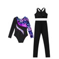thumbnail image 4 of iiniim Kids Girls Long Sleeve Gymnastics Leotards with Vest and Leggings Figure Ice Skating Starry Sky Black 10, 4 of 7
