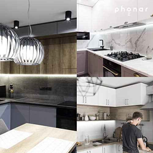 Phonar 48 Inches LED Under Cabinet Light 4000K with 12V Adapter and Sensor Switch Under Cabinet Lighting Hardwired for Kitchen, Wardrobe, Hallway, Stairs, Aisle(Cold White)
