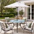 thumbnail image 2 of Round Outdoor Tablecloth with Umbrella Hole and Zipper, Aqua Jellyfish Tablecloth with Elastic Waterproof, Coastal Nautical Ocean Shells Seaweed Patio Table Covers for 31" - 35" Picnic Pool Tables, 2 of 9