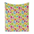 thumbnail image 1 of Colorful Soft Flannel Fleece Throw Blanket, Sixties Inspired Colorful Flowers Hippie Motifs Flourishing Nature Illustration, Cozy Plush for Indoor and Outdoor Use, 50" x 60", Multicolor, by Ambesonne, 1 of 6