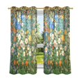 thumbnail image 6 of Yayeee Window Curtains Light Filtering 63"x52" Grommet Panel Pair Home Living Room Decor, Orange Floral Garden, 6 of 7
