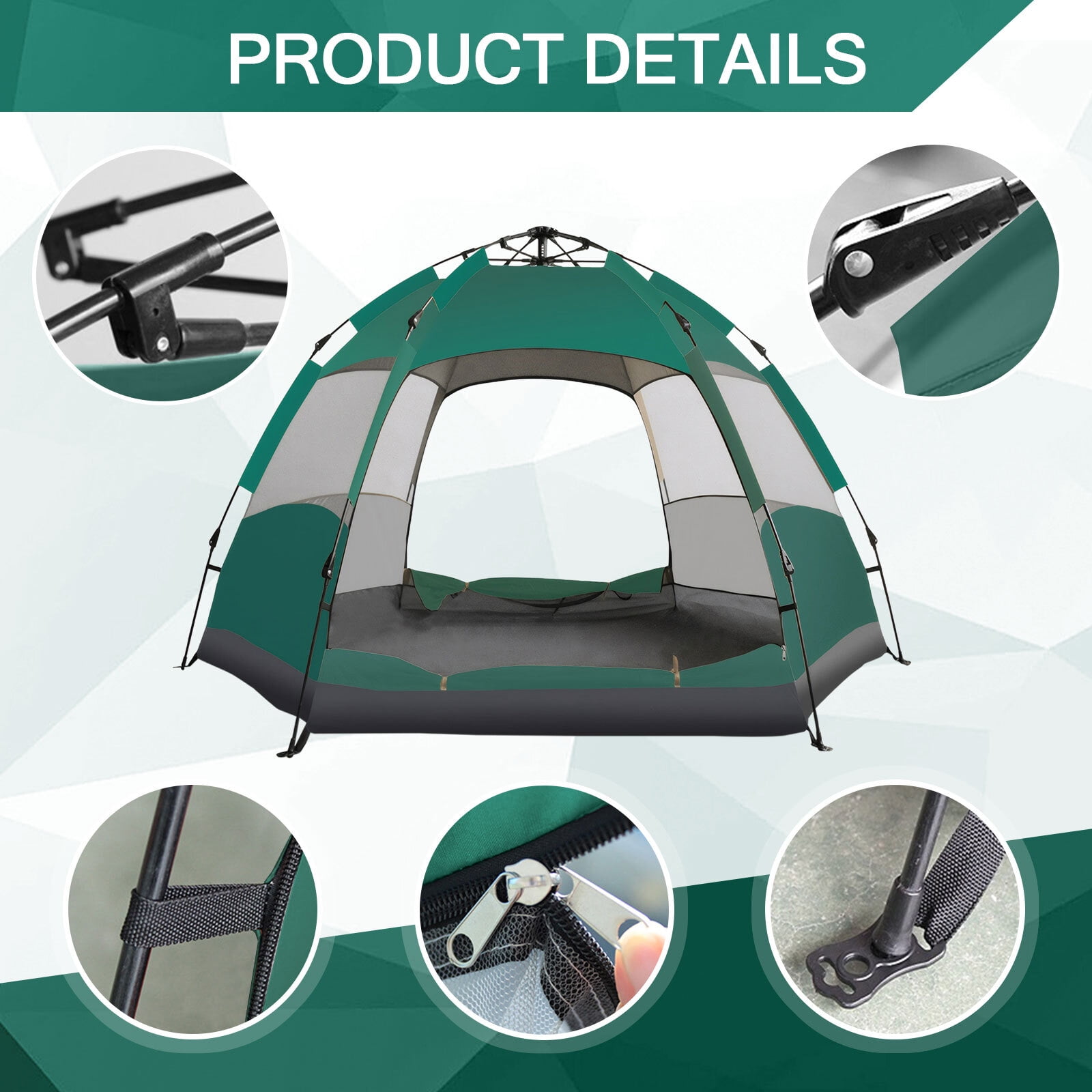 JIAN YA NA Instant Tent, Outdoor Camping Tent for 3-4 Person,  Automatic Pop Up Tent with Mosquito-proof Screens (Green)