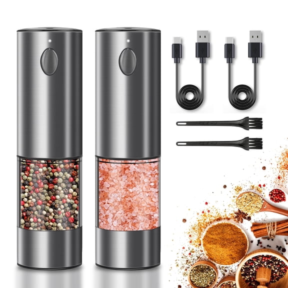 2PCS electric salt and pepper grinder set - battery-powered spice grinder, adjustable for coarseness, perfect for home kitchens, durable plastic, electric salt and pepper grinder, automatic grinder