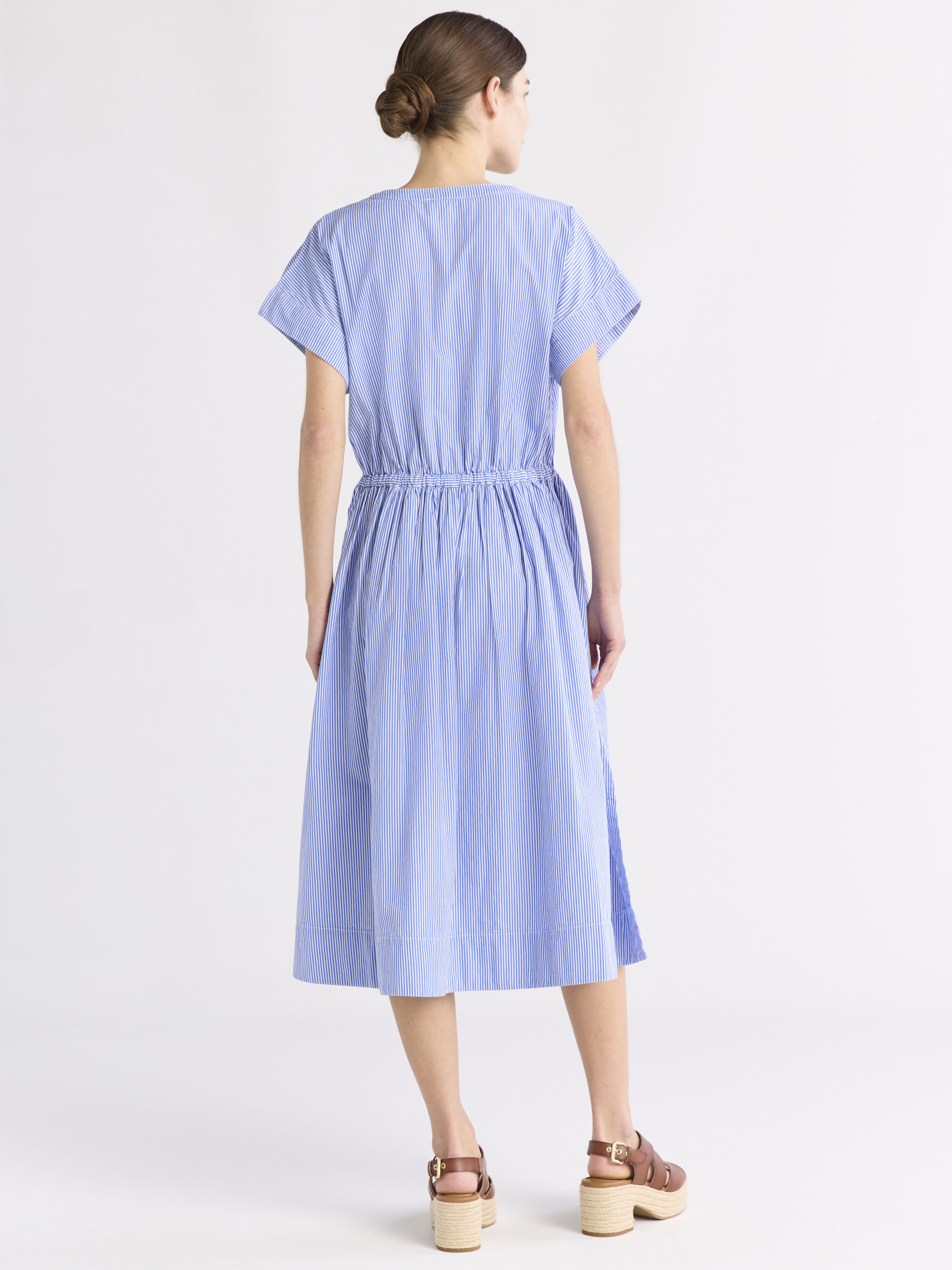Free Assembly Women's Cotton Midi Shirtdress with Drawstring Waist, Sizes XS-XXL