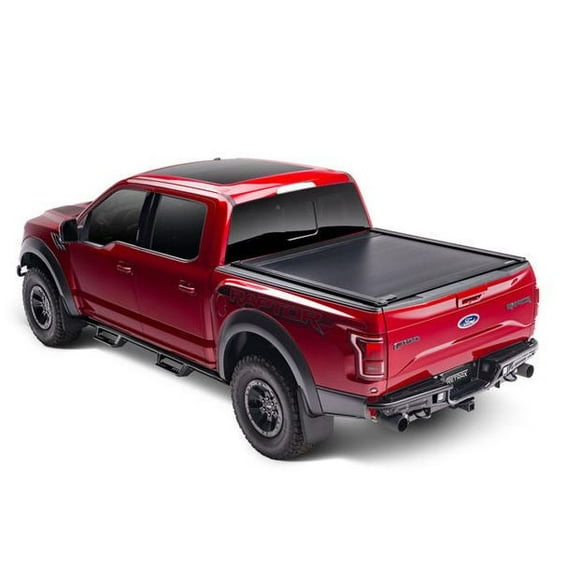 Convient 2019-2021 Ford Ranger Retrax Tonnelle Couverture T-60335 RetraxONE XR; Rétractable Manuel; Verrouillable; Noir Mat; Polycarbonate; avec Trax Rail System