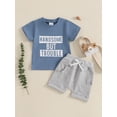 thumbnail image 4 of Toddler Baby Boy Summer Clothes Set 6 12 18 24 Months 2T 3T Letter Print Short Sleeve Round Neck T-Shirt Elastic Waist Shorts Outfit, 4 of 9