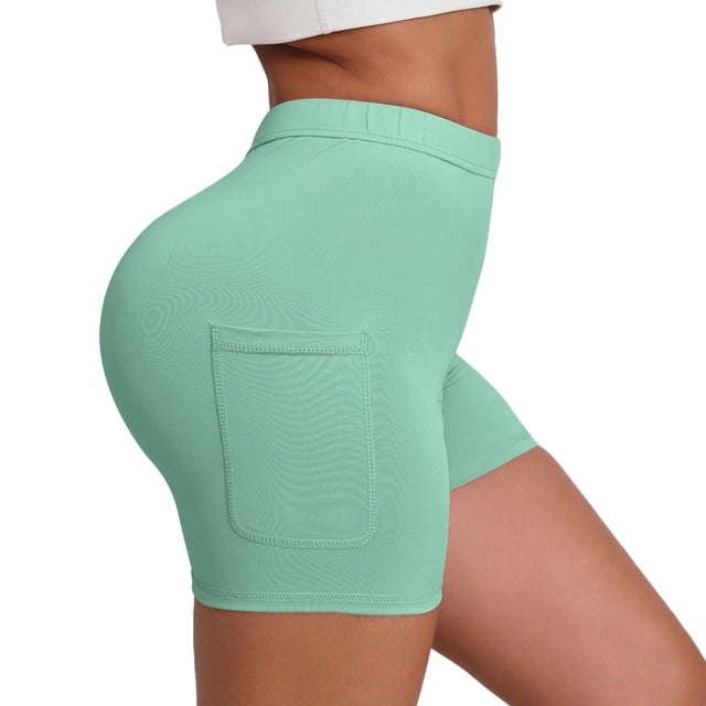 Pantalones Elásticos de Cintura para Mujeres Color Sólido Pantalones Cortos de Yoga de Cintura Alta Pantalones Delgados de Verano Casual