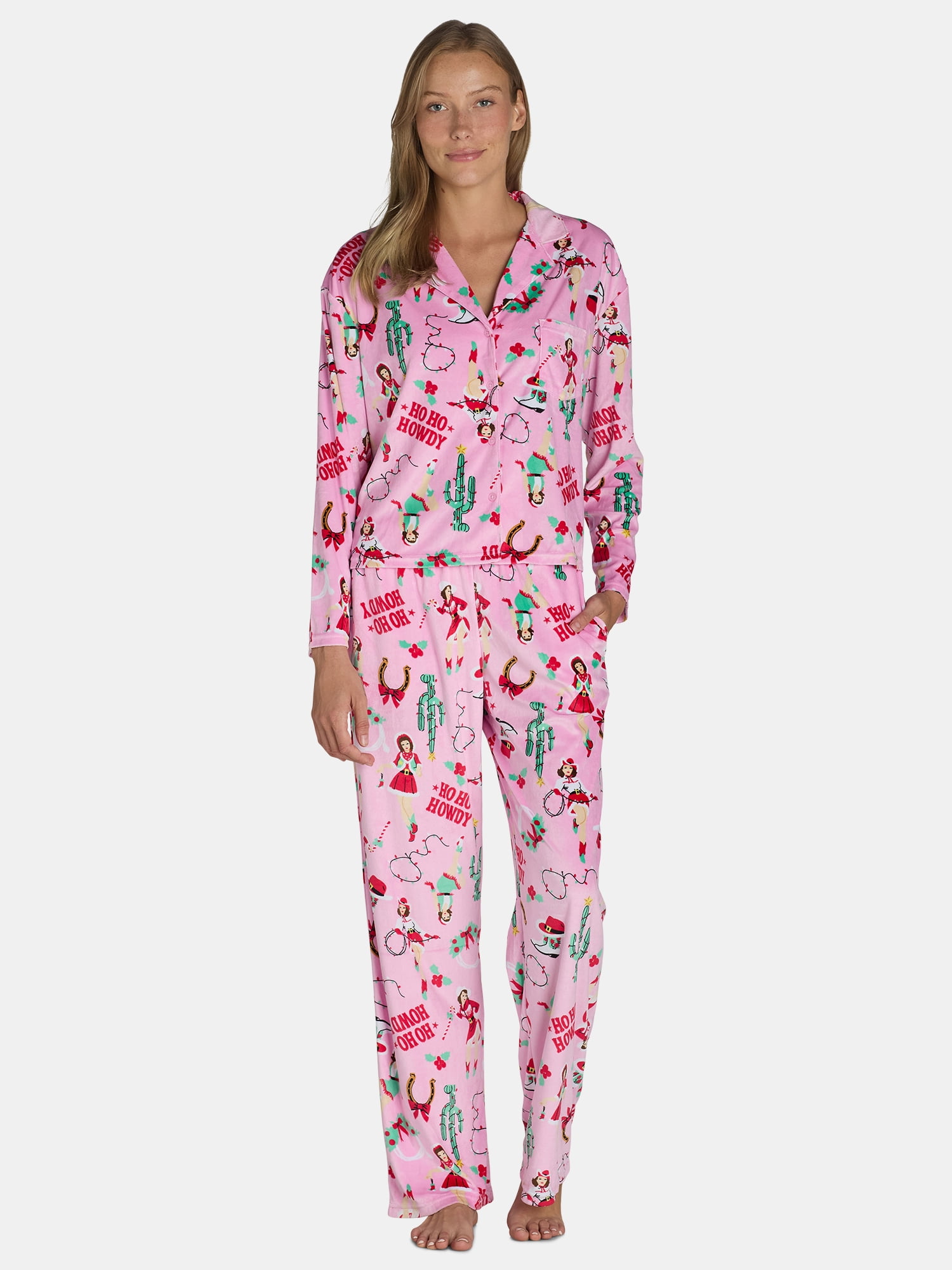 Pink Walmart Ladies Pj Sets Holiday Time Women's And Women's Plus
