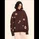 thumbnail image 5 of Suéter de Mujer de Punto Grueso de Larga con Estampado Floral, Moda Otoño-Invierno 2025. Marrón Talla Única, 5 of 8