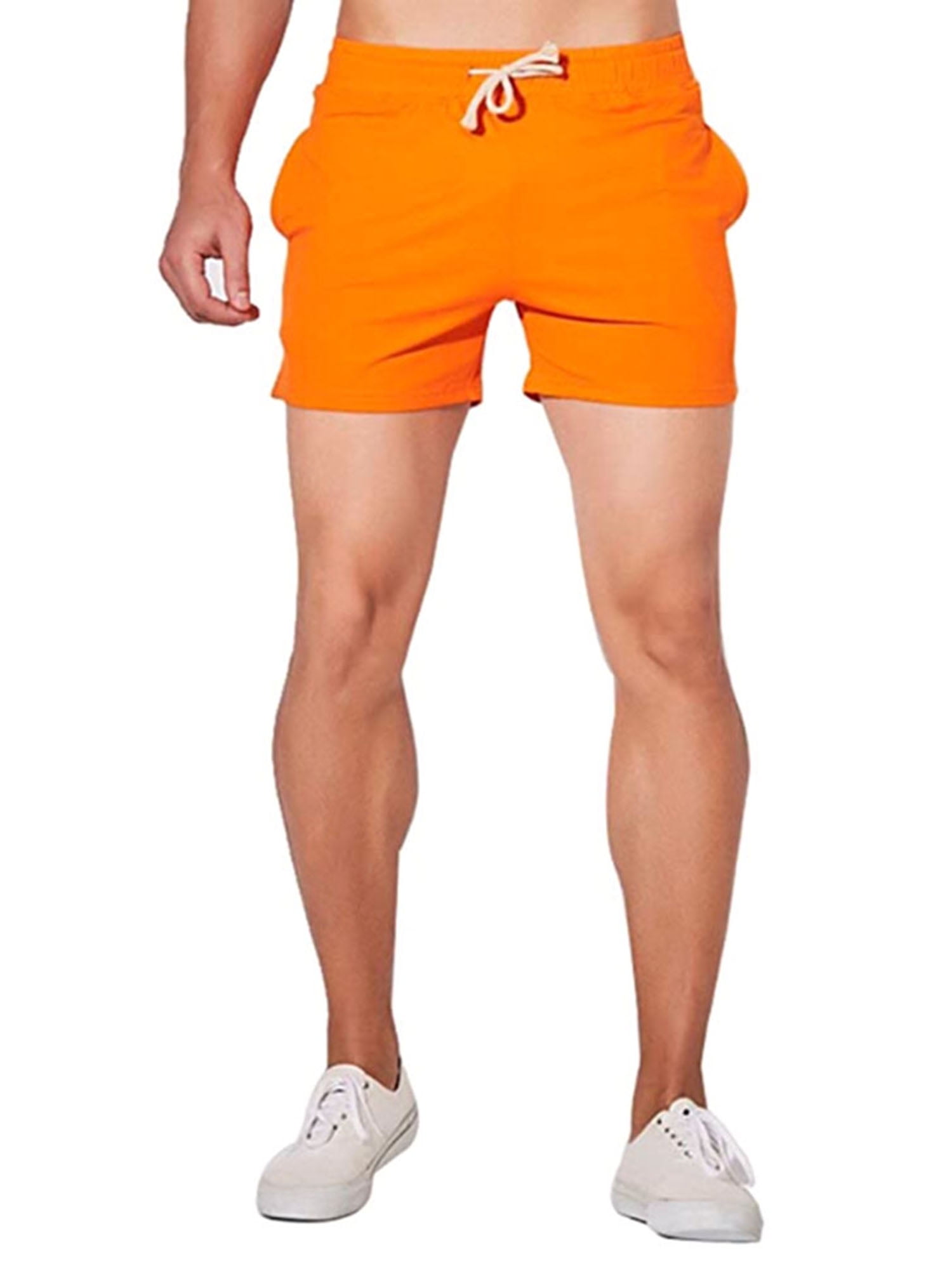orange jogger shorts