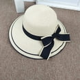 thumbnail image 6 of CoCopeaunts Bow Straw Bucket Hat for Women Summer Foldable Roll up Floppy Basin Hat Packable UV Protection Sun Hat Black Brim, 6 of 8