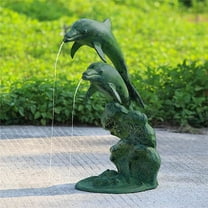 SPI Home Leaping Dolphins Cast Aluminum Garden Spitter Fountain Statue