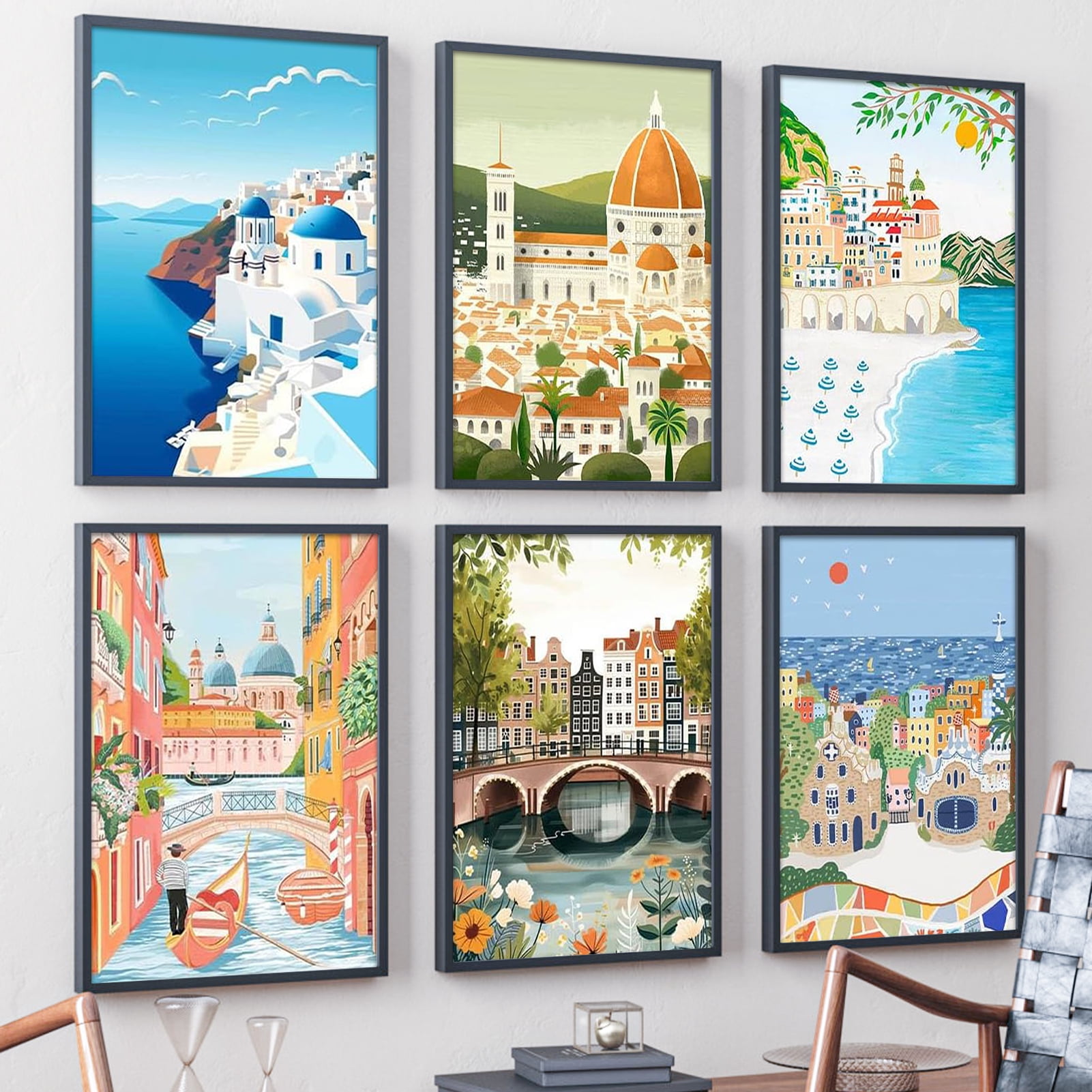 JYLMOOD DIY 6pcs/set Paint by Number for Adults, Easy Painting by Numbers for Gift Home Wall Decor 10x14in without Frame, Colored Canvas