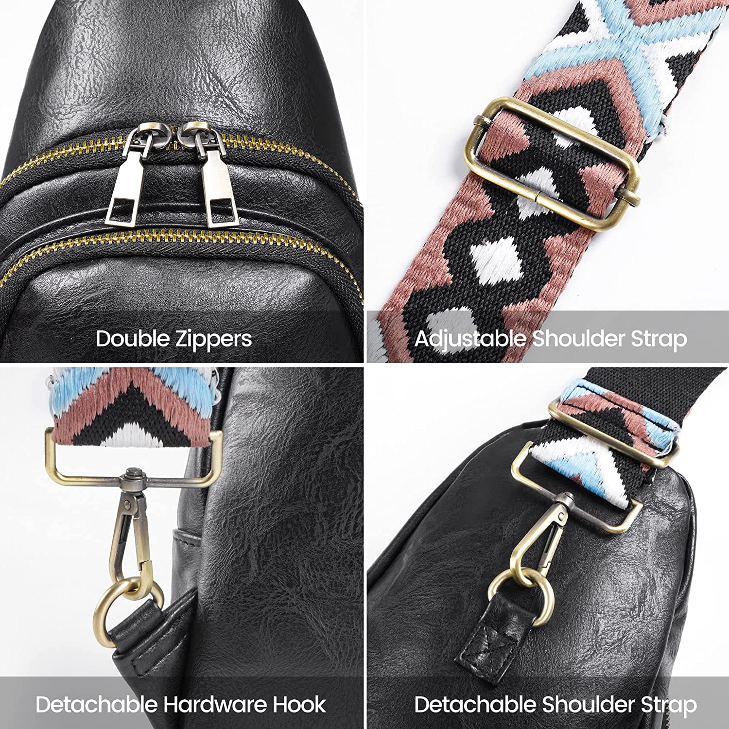 Sling Bag for Women PU Leather Sling Bags for Women Crossbody Fashion Sling Backpack Multipurpose Chest Bag for Women