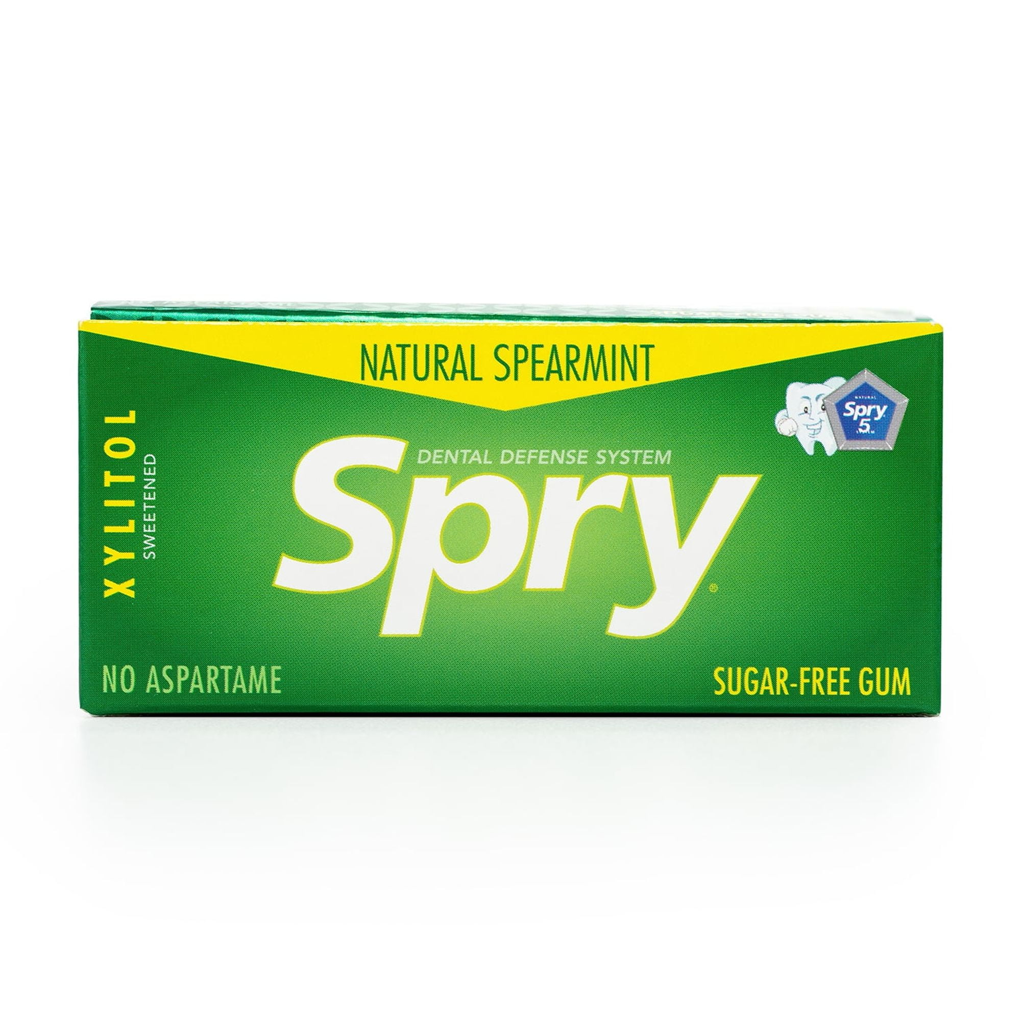 Spry Xylitol Chewing Gum, Aspartame-Free Sugar-Free, Spearmint, 10 Pieces Blister Cards 20 pack