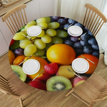 

Autua Fruit Theme Round Tablecloth 100% Polyester Stain-Resistant Waterproof Fabric for Indoor Outdoor Restaurants Parties Weddings 54 -58