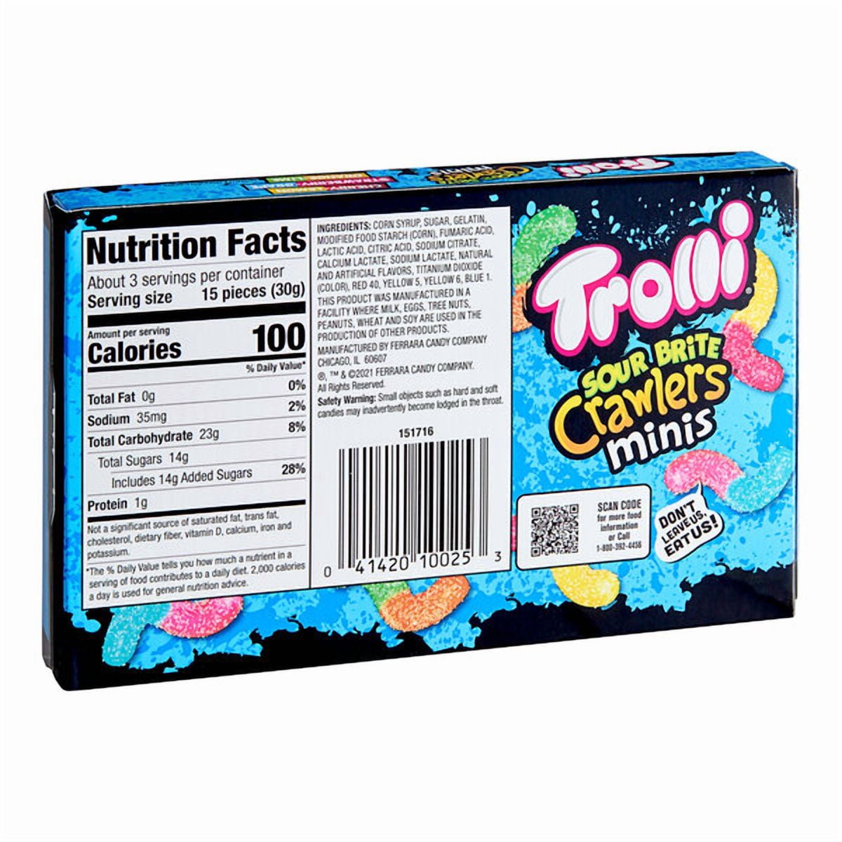 12 Pack - Trolli Sour Brite Crawlers Minis Gummi Worm Candy - 3.5-oz. each