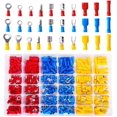 thumbnail image 1 of Terminales eléctricos para automóviles, terminales de engarce de 500 piezas que incluyen horquillas tipo bala y anillo de empalme a tope, 1 of 5
