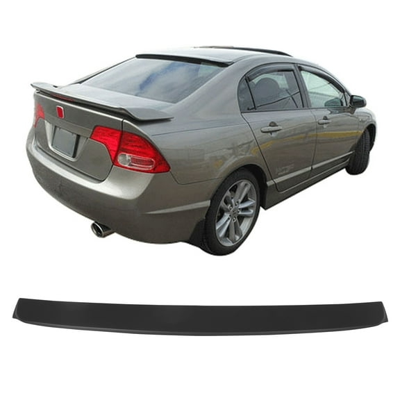 Ikon Motorsports Rear Window Roof Spoiler Compatible with 2006-2015 Honda Civic Sedan, Matte Black ABS JDM Style Roofline Windshield Visor Spoiler Wing