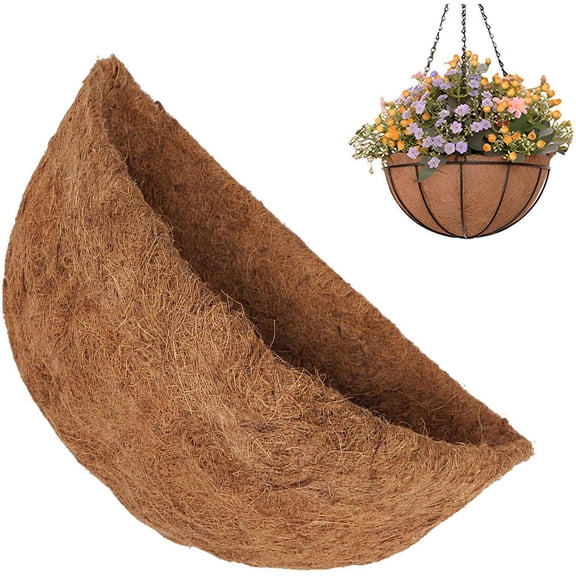 Coconut Planter Mat, Natural Fiber Hanging Basket Insert for Indoor Outdoor