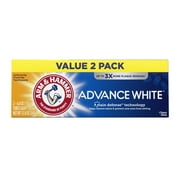 ARM & HAMMER Advance White Anticavity Whitening Toothpaste with Fluoride, Clean Mint, 6 oz, 2 Pack