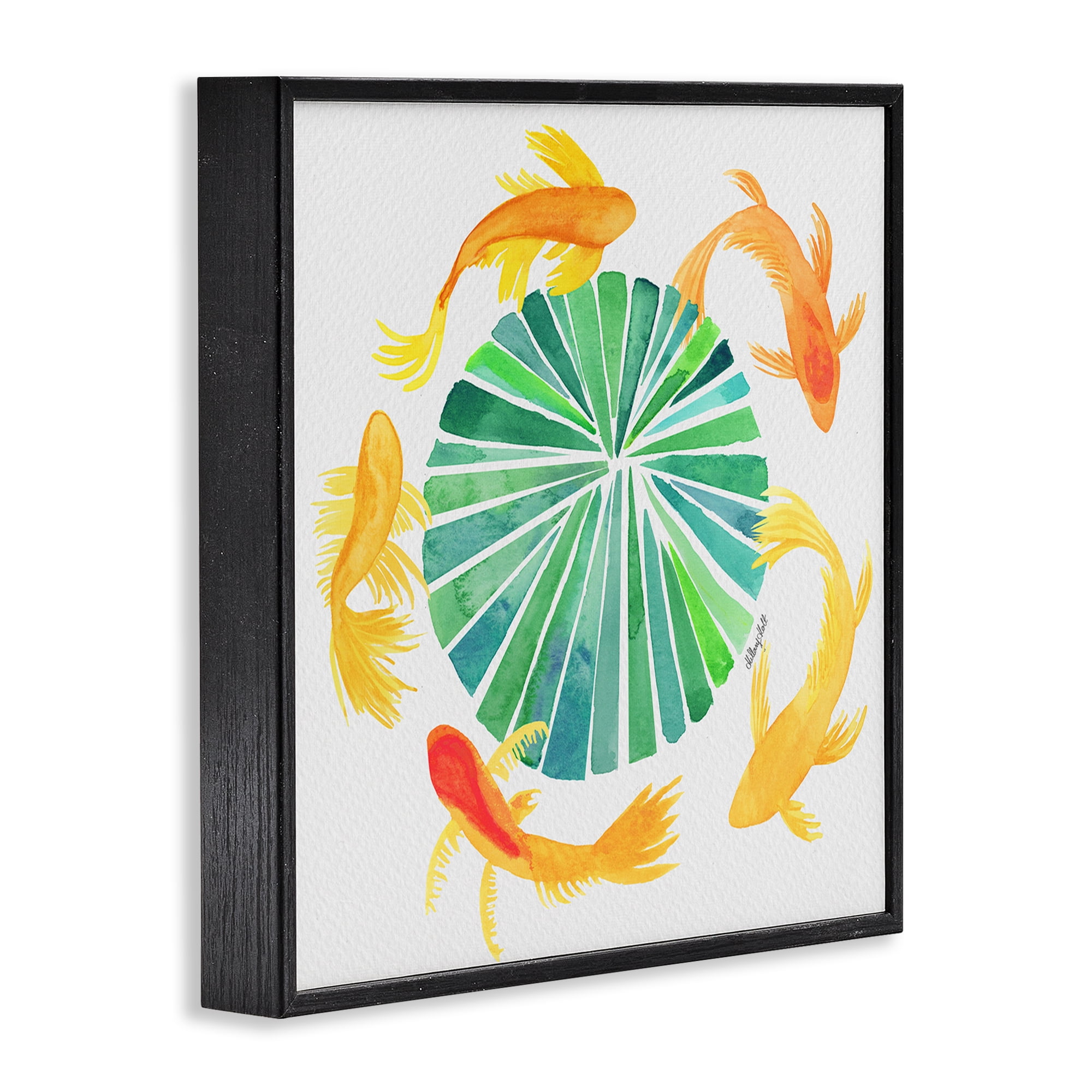 Stupell Industries Lotus Garden Orbital Fish Black Framed Giclee Art, design by Hillary Holt