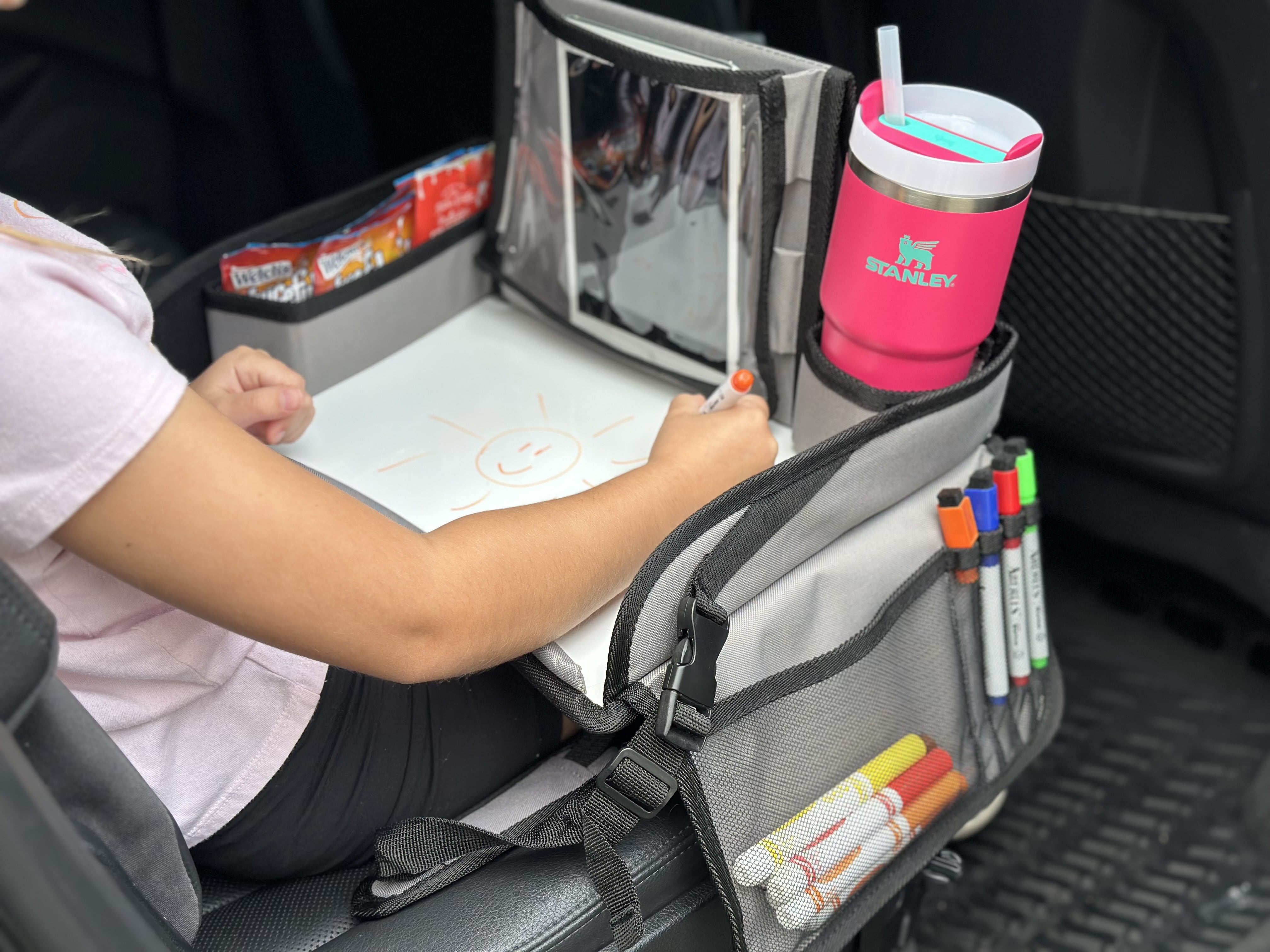 Children's Travel Tray Activity Table With Storage, Safety Strap & Tablet Holder
