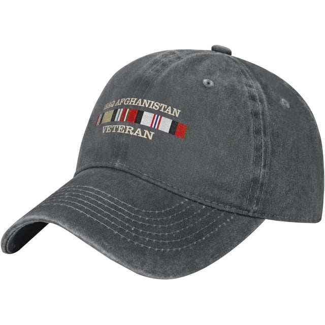 Afghanistan and Iraq Veteran Baseball Washed Cap Adjustable Unisex Print Hat Black