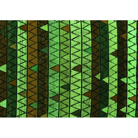 Ahgly Company Indoor Rectangle Oriental Green Modern Area Rugs, 3' x 5'