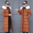 thumbnail image 4 of Juebong Women's Long Winter Puffer Coat Windproof Warm Thicken Quilted Down Jacket Trendy Padded Hooded Parka Outerwear Brown,XXXL, 4 of 6
