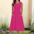 thumbnail image 2 of Women's Sleeveless Floral A-Line Midi Dress - Casual Flowy Beach Dress with Pockets, 95% Polyester, Spring/Summer 2025, 2 of 5