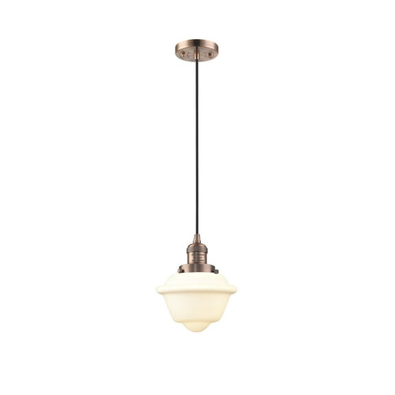 Innovations 1-LT LED Small Oxford 8" Mini Pendant - Antique Copper - 201C-AC-G531-LED